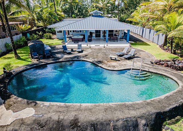 Keaau vacation rental: Hilo Shangrila - 2BR Home Oceanfront with Private Pool